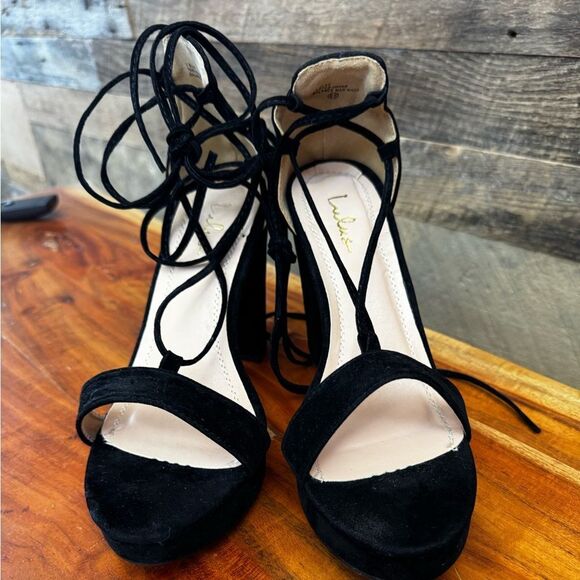 Lulu’s “I SLAY” Elegant Black Strappy Women's Heels - Picture 7 of 10